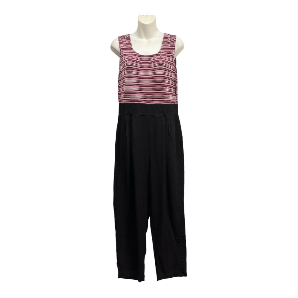 John Roberts jumpsuit size 12 P. Purple stripe top with black bottom